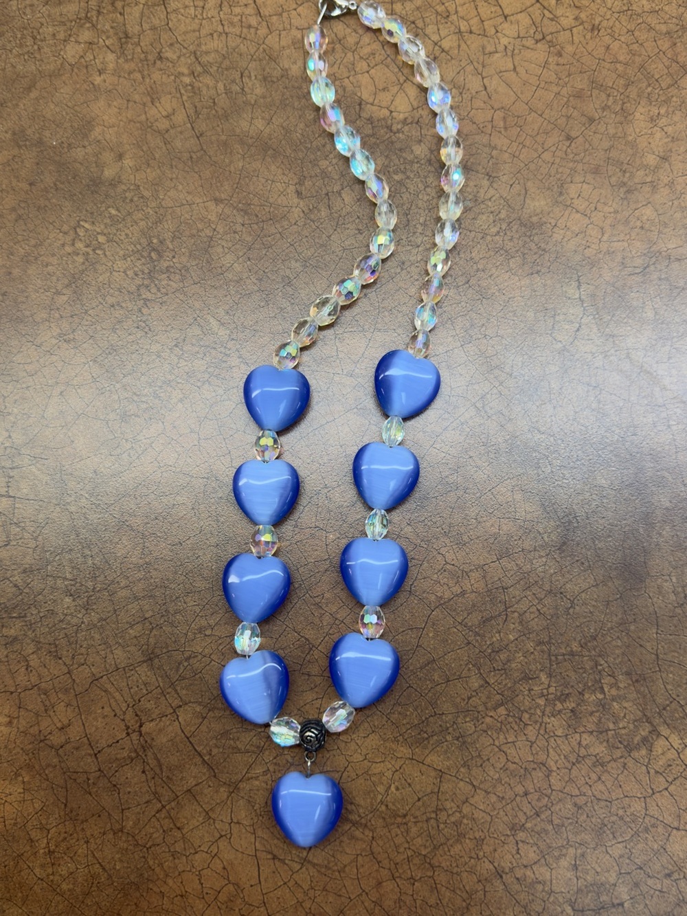 Blue Heart Bead Necklace - Women's Jewelry